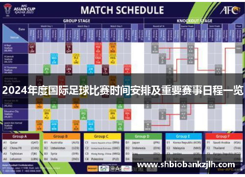 2024年度国际足球比赛时间安排及重要赛事日程一览